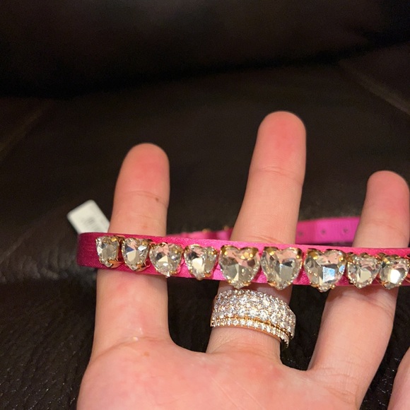 Versace women’s satin silk leather heart shaped crystals chocker necklace NEW - Picture 13 of 14